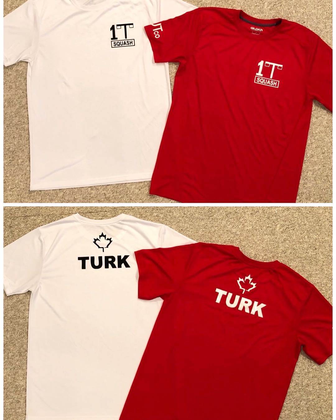 1tsquash red and white performance tees